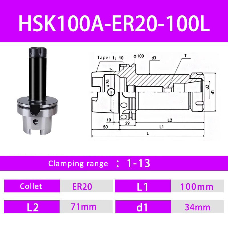 HSK100A ER Flexible Collet Toolholders ER Spring Collet Toolholders Shandong Denso Pricision Tools Co.,Ltd.